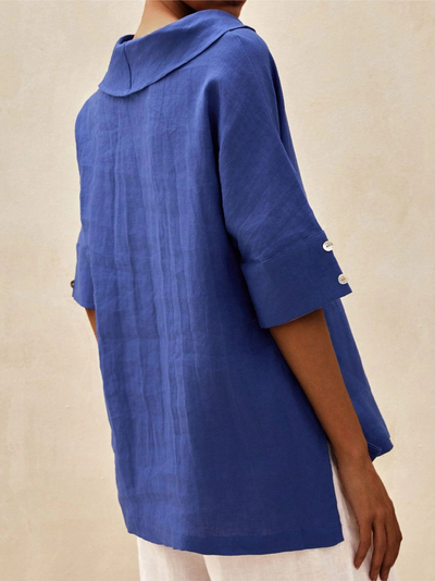 Women's Casual V-neck Linen Shirt