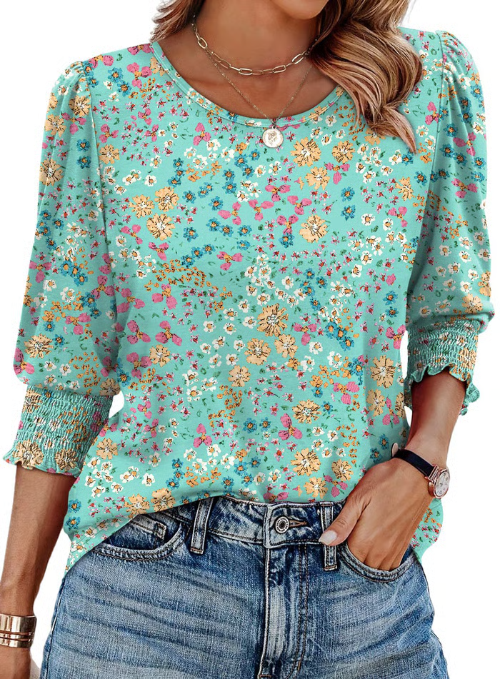 Printed Long Sleeve Blouse with Relaxed Everyday Fit