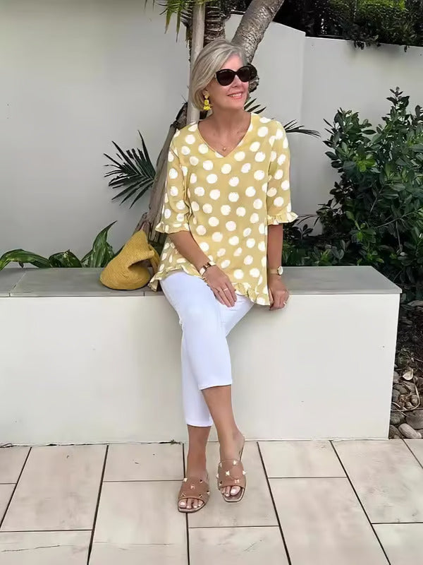 Polka Dot Tunic Top with Relaxed Flowy Fite