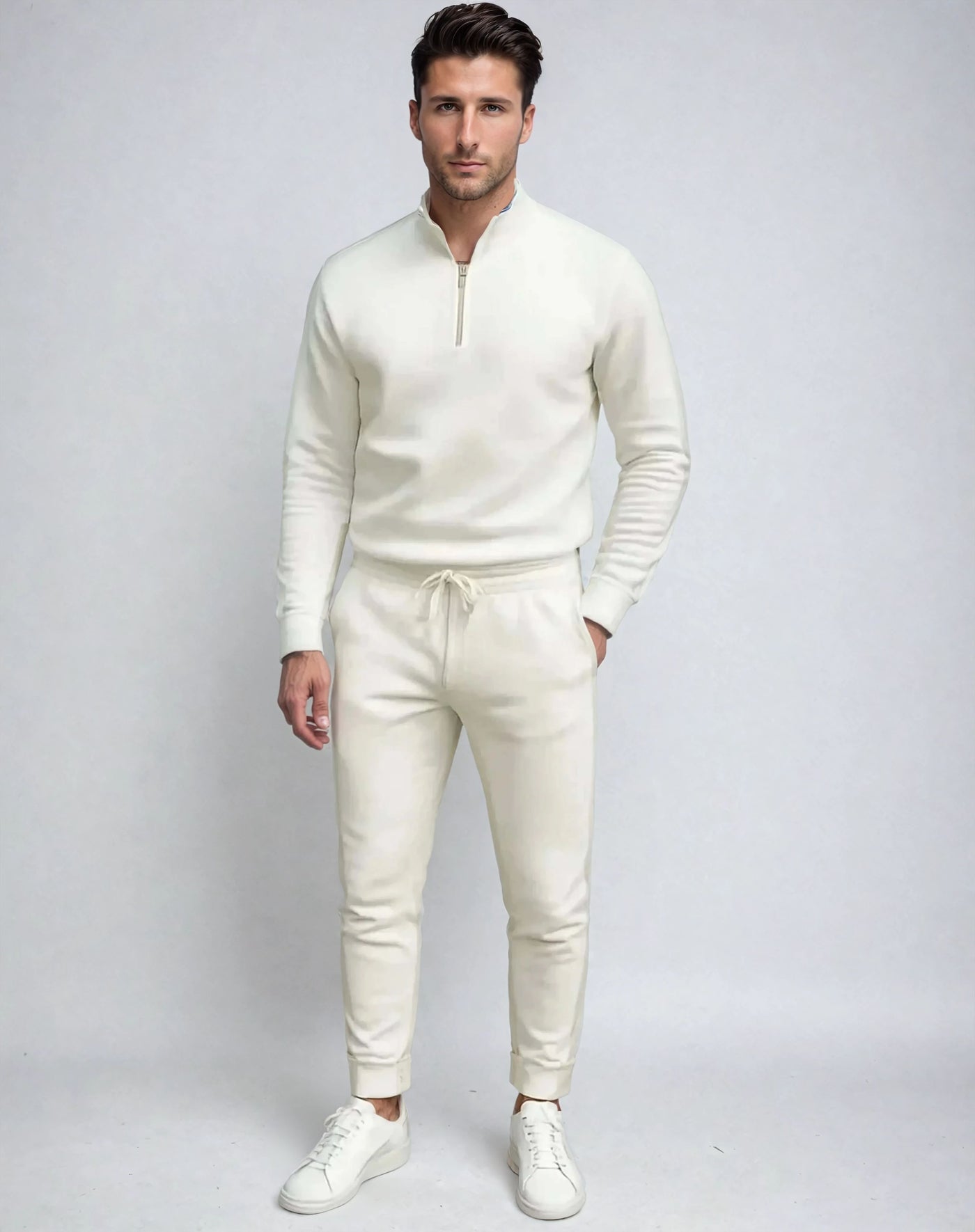 Cotton Tracksuit with Half-Zip Sweater