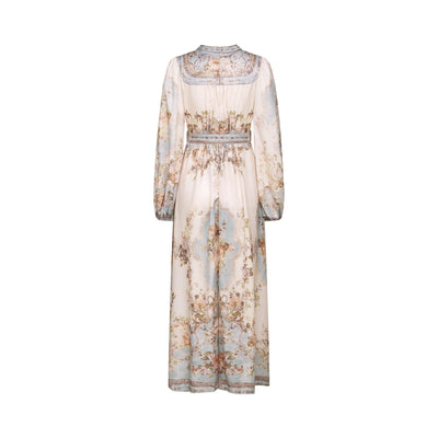 Camille floral-print long-sleeve boho dress