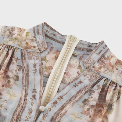 Camille floral-print long-sleeve boho dress