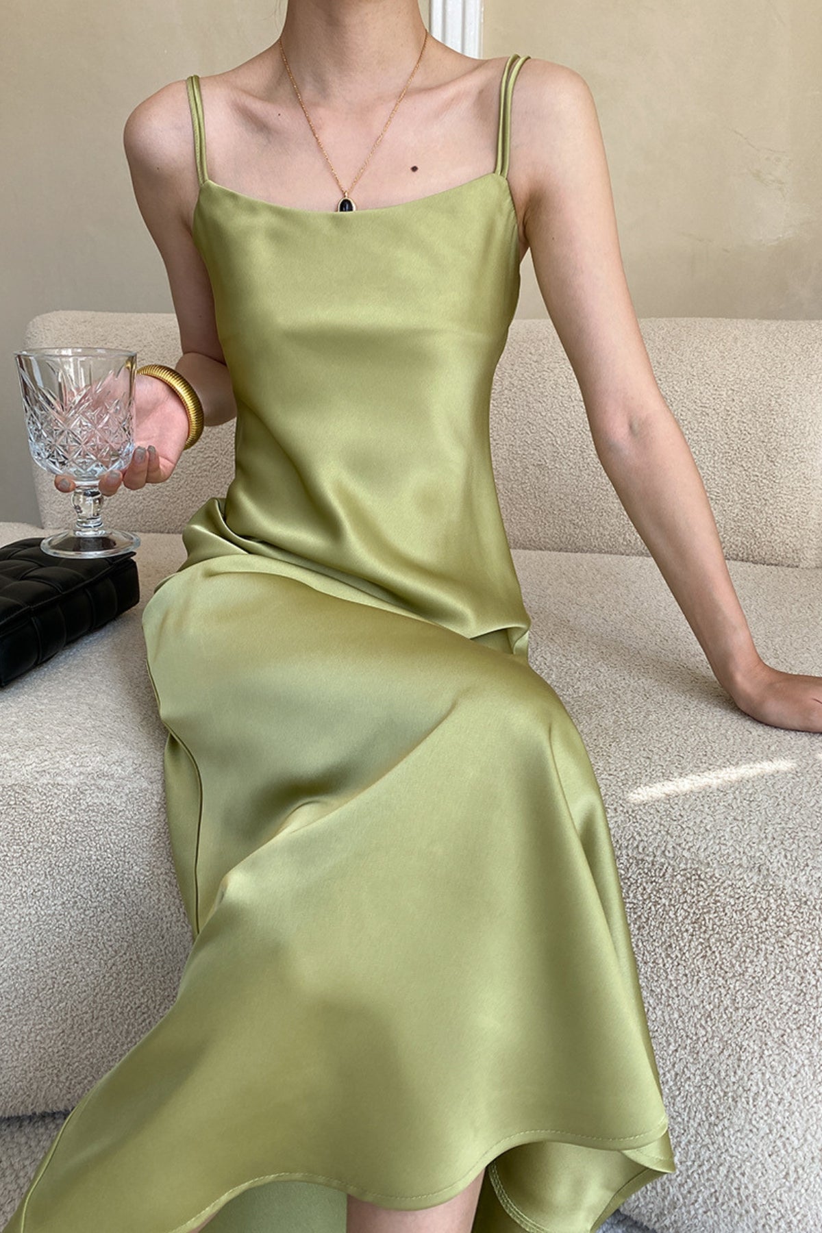 MV Satin Drape Suspender Dress