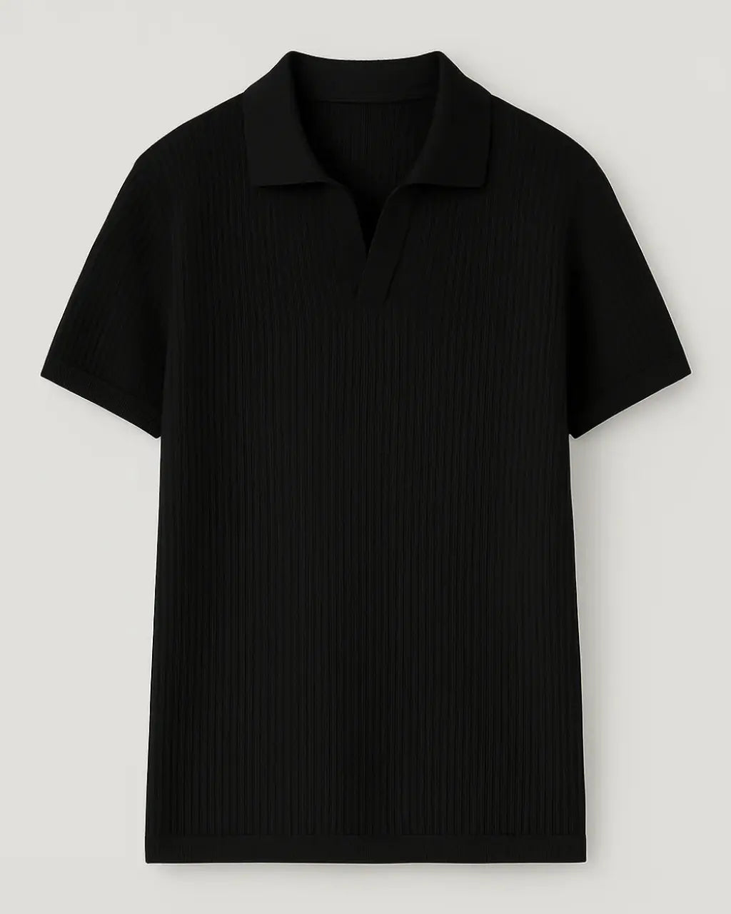 Ribbed Polo With Open Collar - Essential Edition