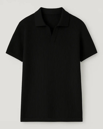 Ribbed Polo With Open Collar - Essential Edition