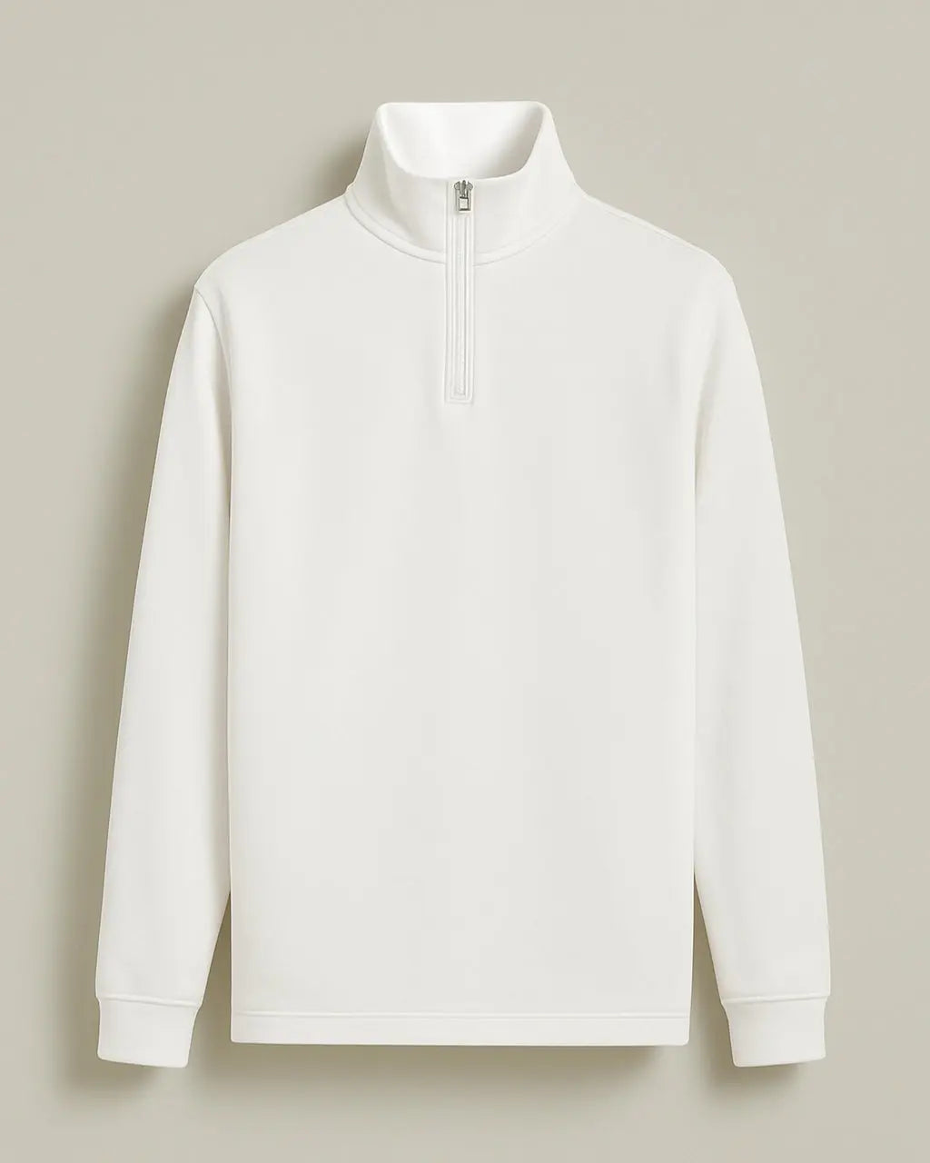 Polyester Zip Sweater with Low Collar