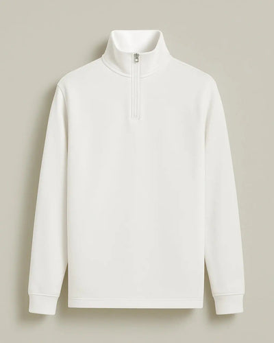 Polyester Zip Sweater with Low Collar