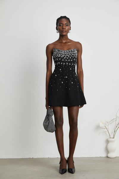 Melisande black embellished mini dress
