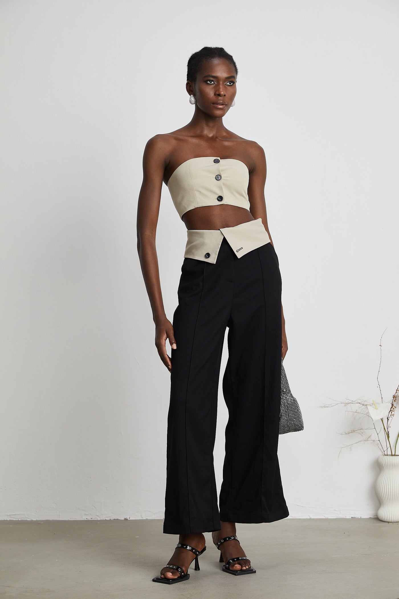Naomi crop top & trousers matching set