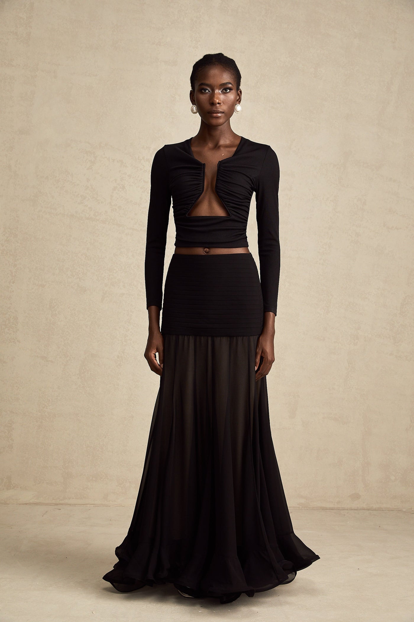 Anaïs Black Open-Front Gathered Top