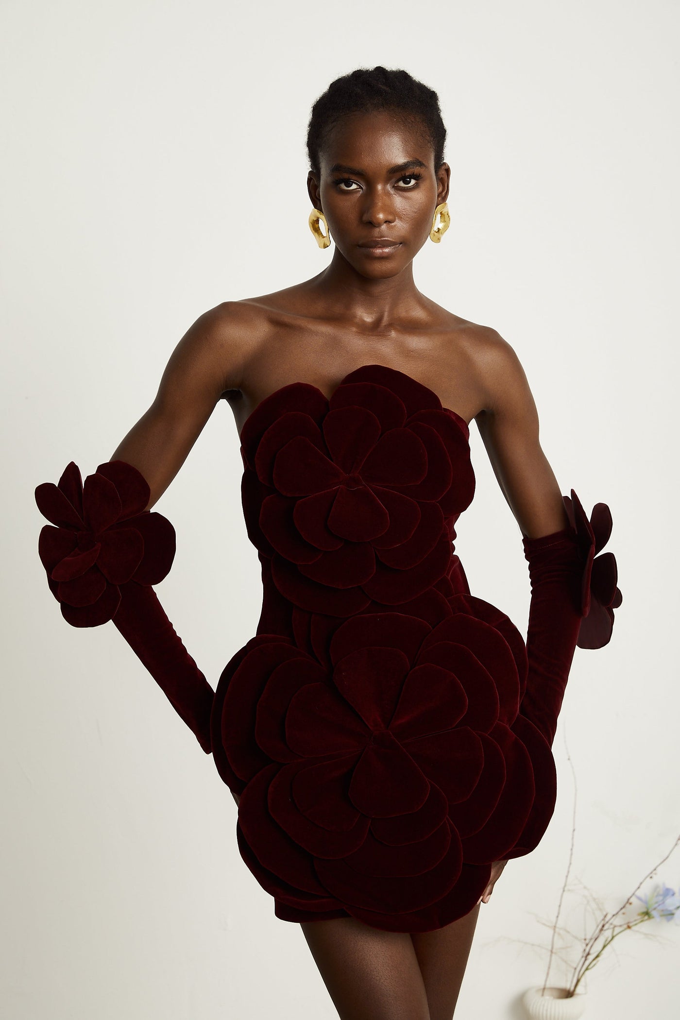 Azura Red Floral Appliqué Mini Dress