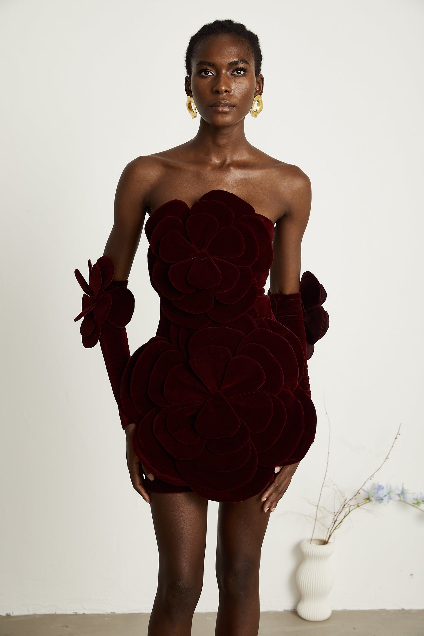 Azura Red Floral Appliqué Mini Dress