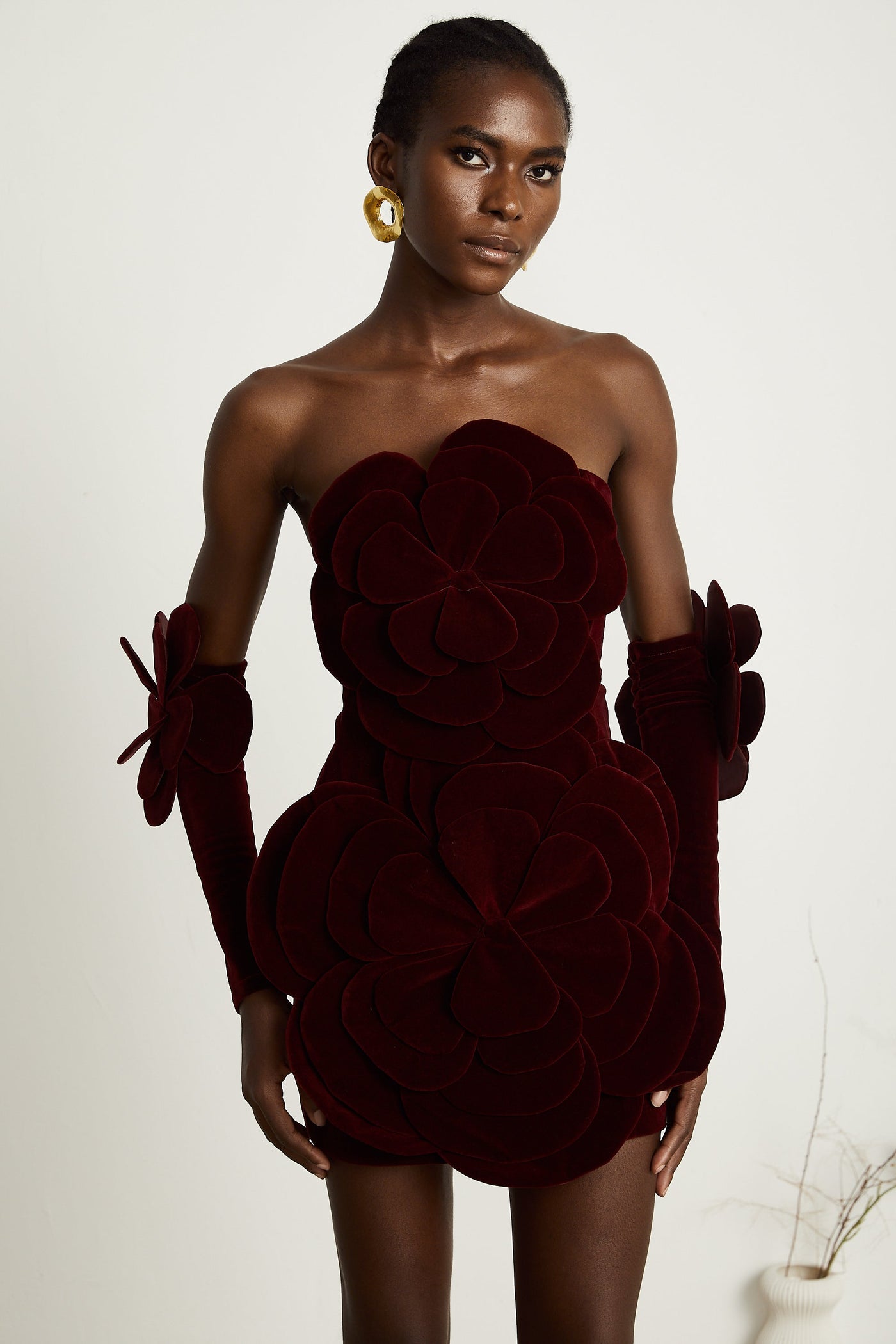 Azura Red Floral Appliqué Mini Dress