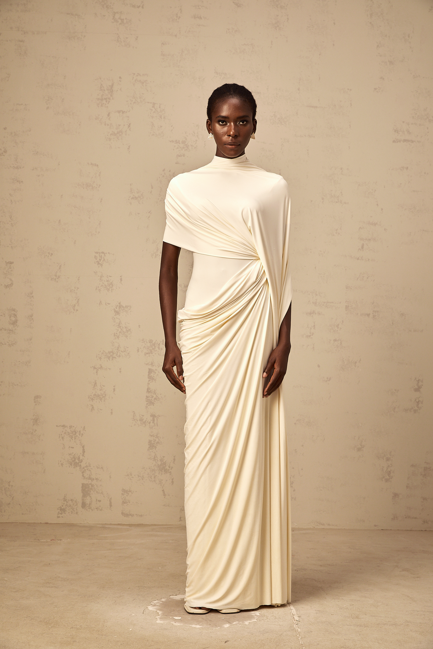 Fenella asymmetrical draped cape & dress matching set
