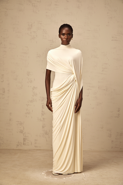 Fenella asymmetrical draped cape & dress matching set