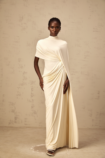 Fenella asymmetrical draped cape & dress matching set