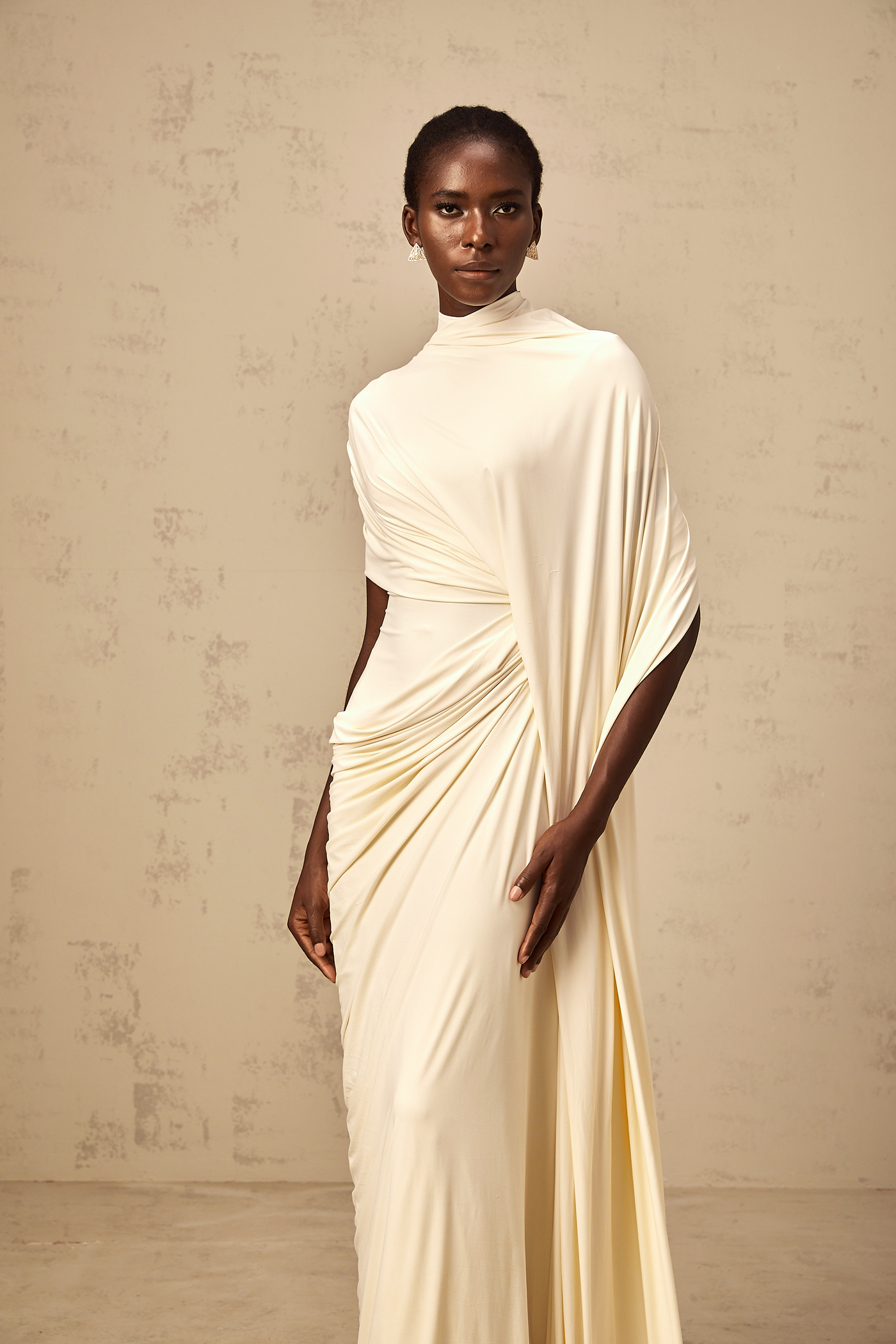 Fenella asymmetrical draped cape & dress matching set