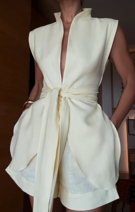 Linen Butterfly Hem Top and Shorts Set