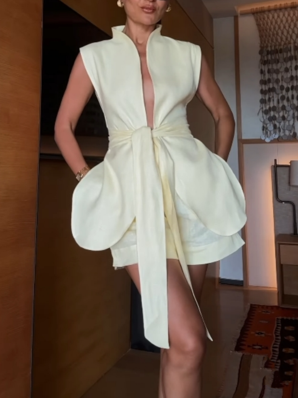 Linen Butterfly Hem Top and Shorts Set
