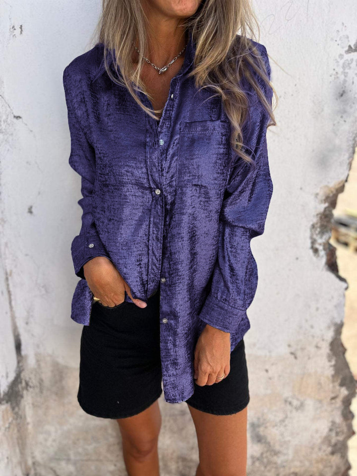 Metallic Button-Up Shirt with Relaxed Statement Fit