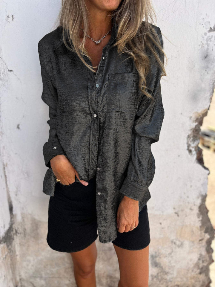 Metallic Button-Up Shirt with Relaxed Statement Fit