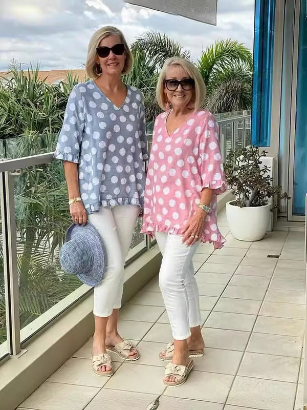 Polka Dot Tunic Top with Relaxed Flowy Fite