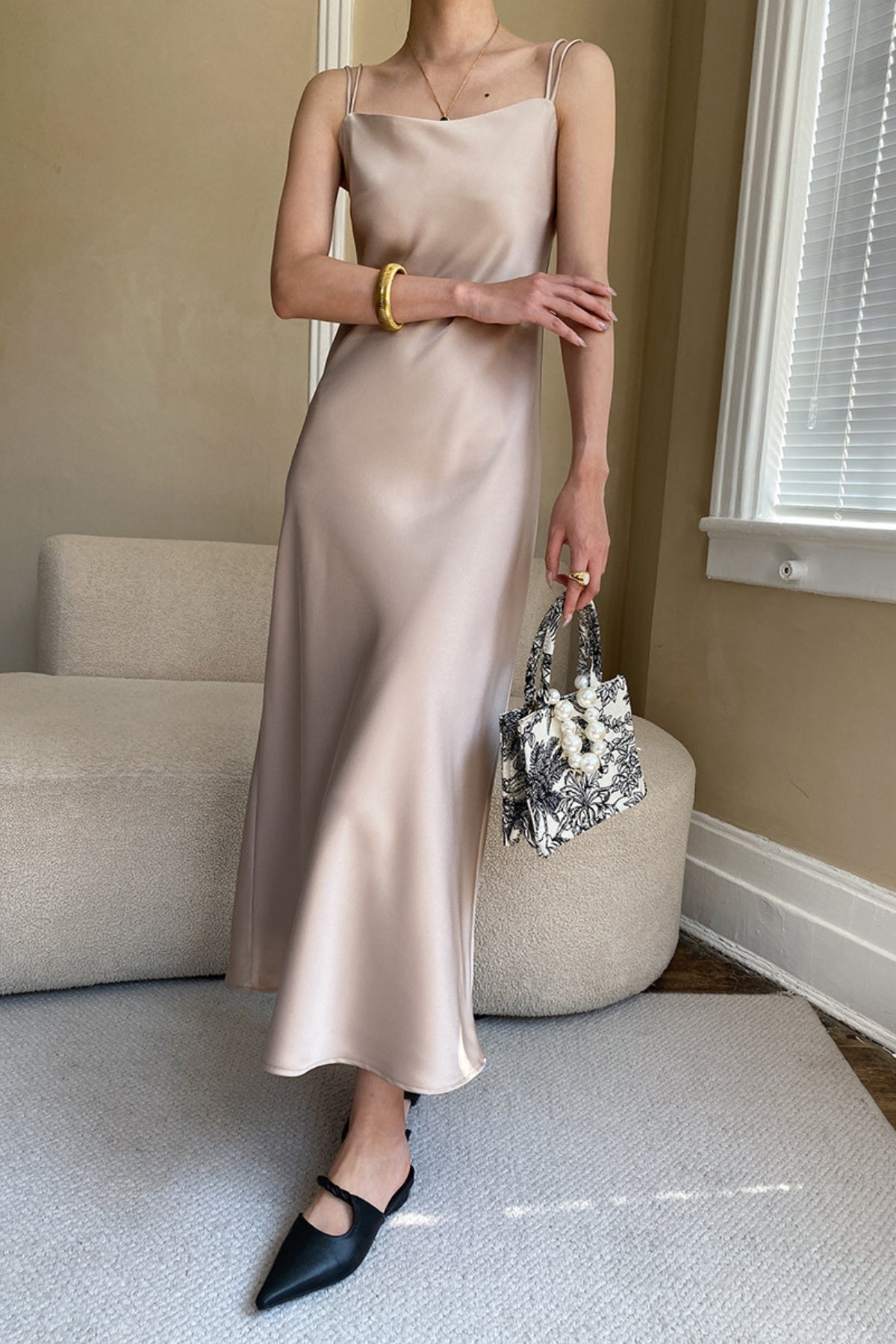MV Satin Drape Suspender Dress