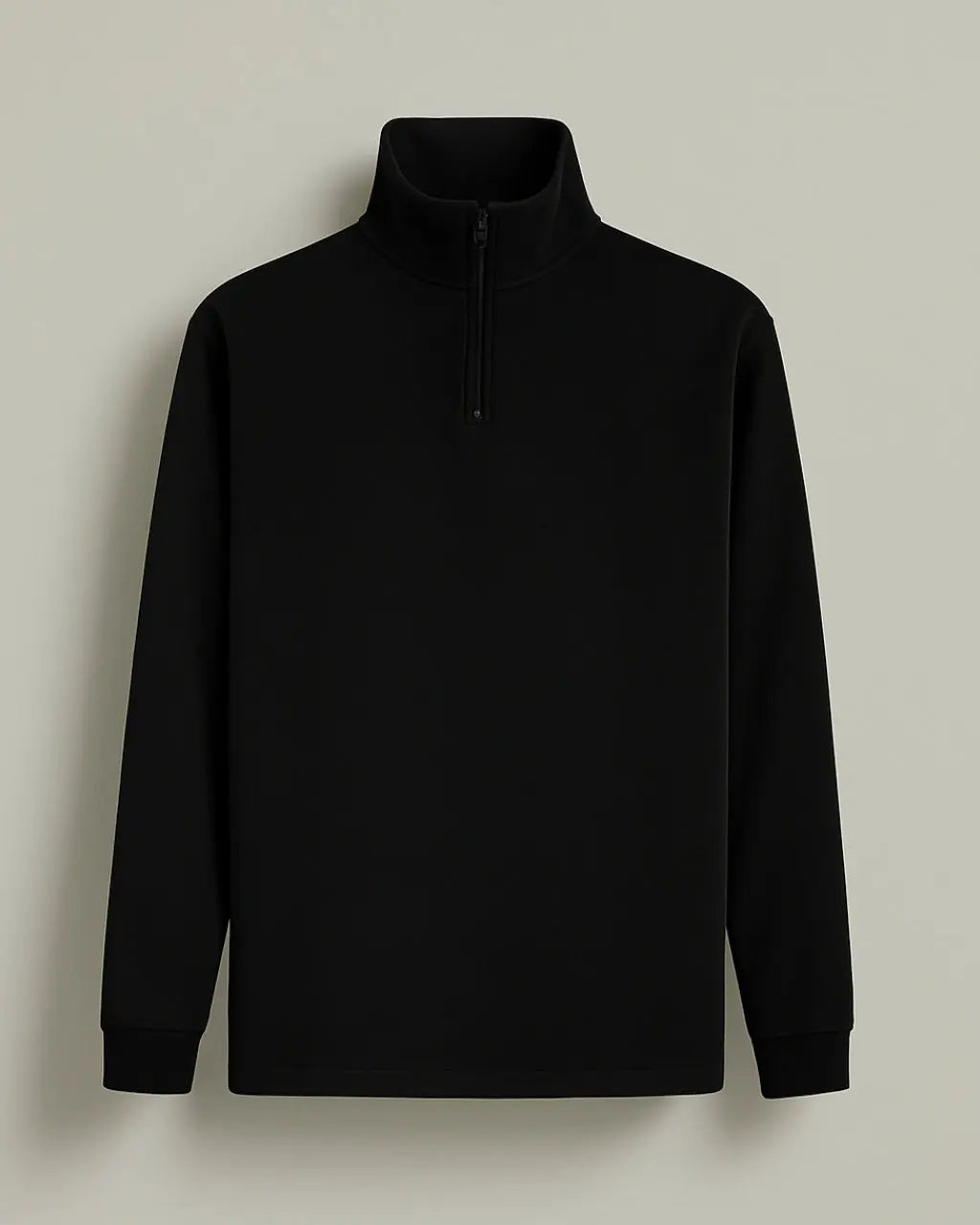 Polyester Zip Sweater with Low Collar