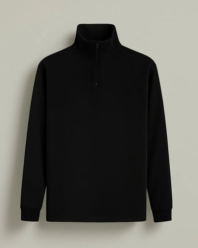 Polyester Zip Sweater with Low Collar