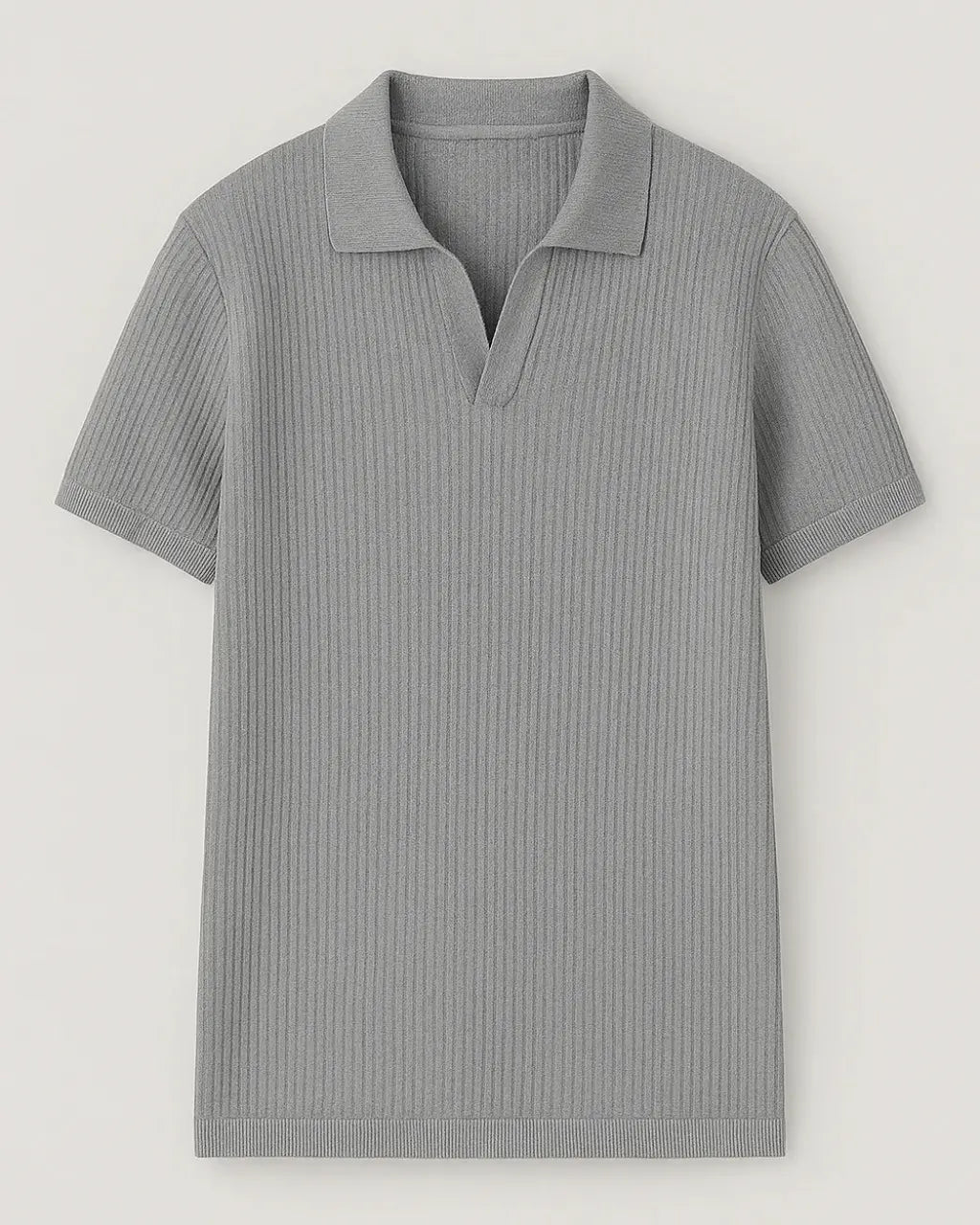 Ribbed Polo With Open Collar - Essential Edition
