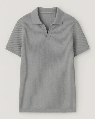 Ribbed Polo With Open Collar - Essential Edition