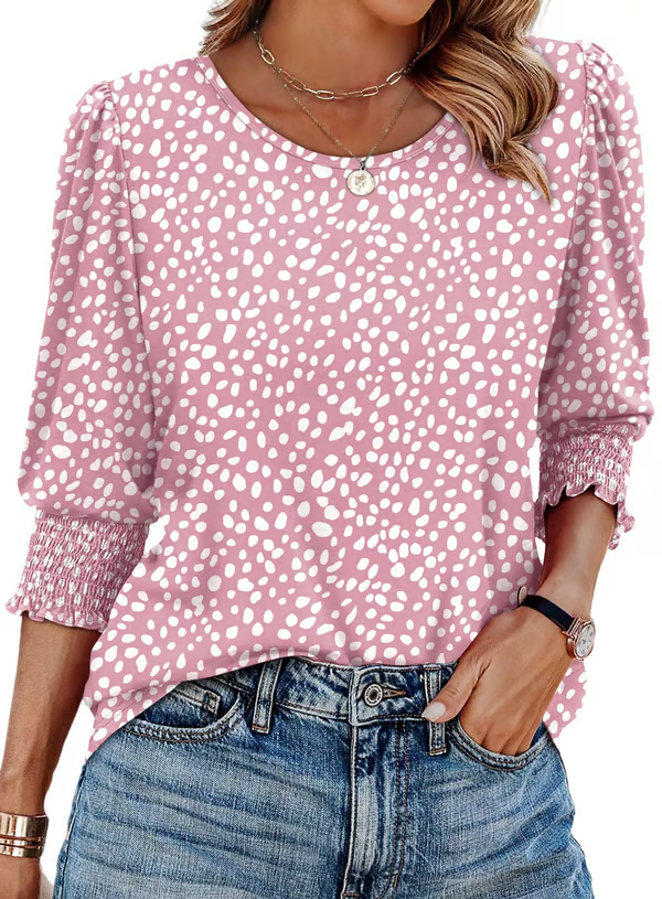 Printed Long Sleeve Blouse with Relaxed Everyday Fit