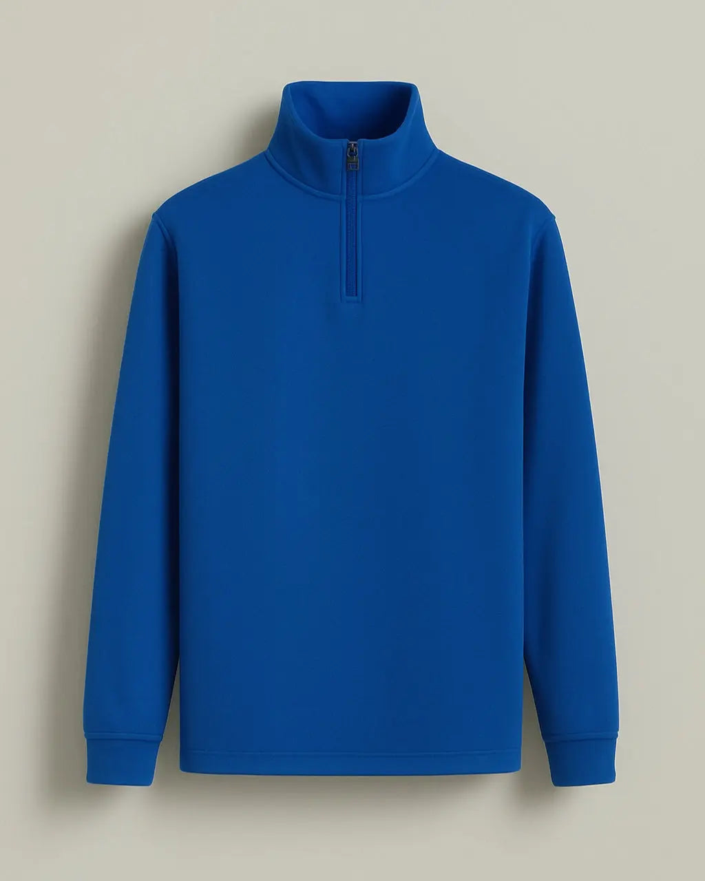 Polyester Zip Sweater with Low Collar