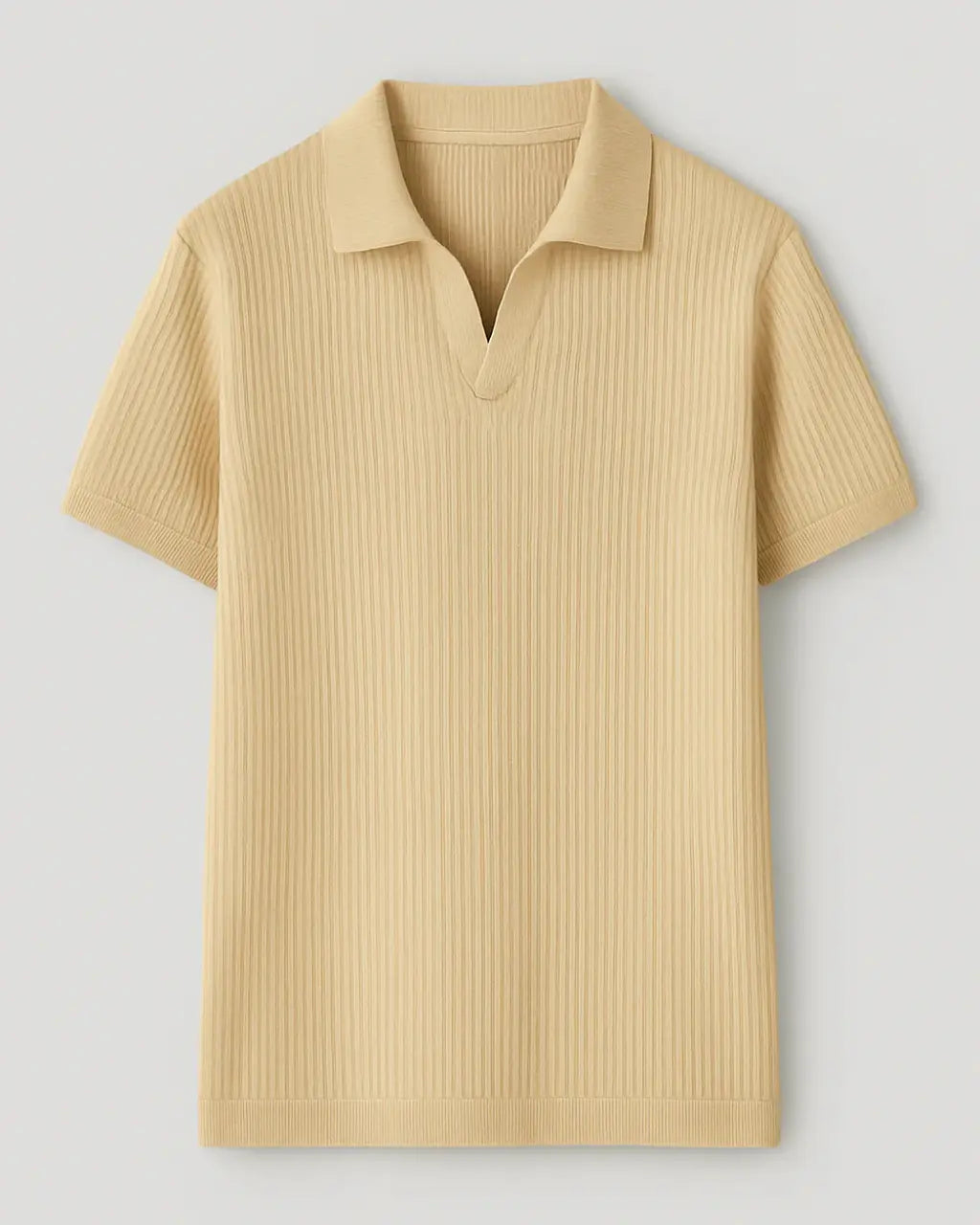 Ribbed Polo With Open Collar - Essential Edition
