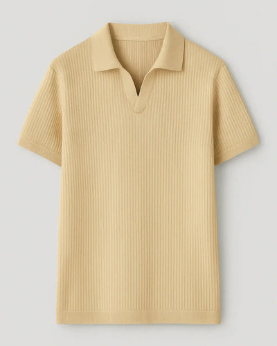Ribbed Polo With Open Collar - Essential Edition