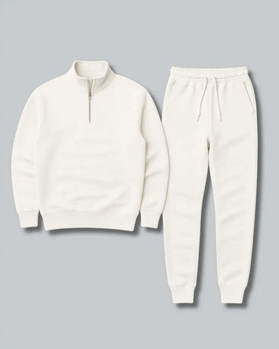 Cotton Tracksuit with Half-Zip Sweater