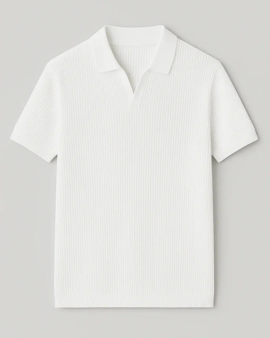 Ribbed Polo With Open Collar - Essential Edition