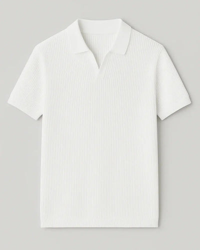 Ribbed Polo With Open Collar - Essential Edition