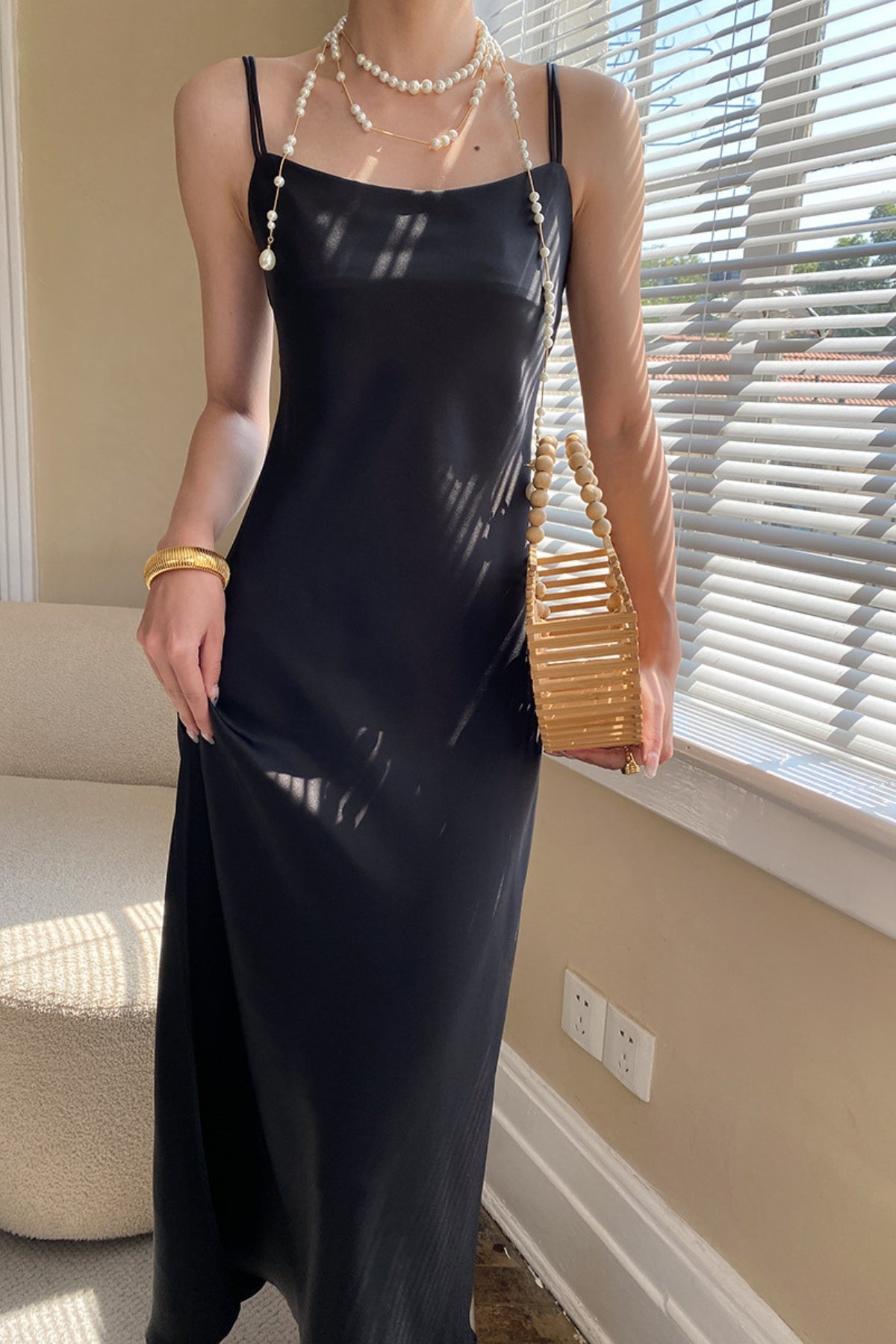 MV Satin Drape Suspender Dress