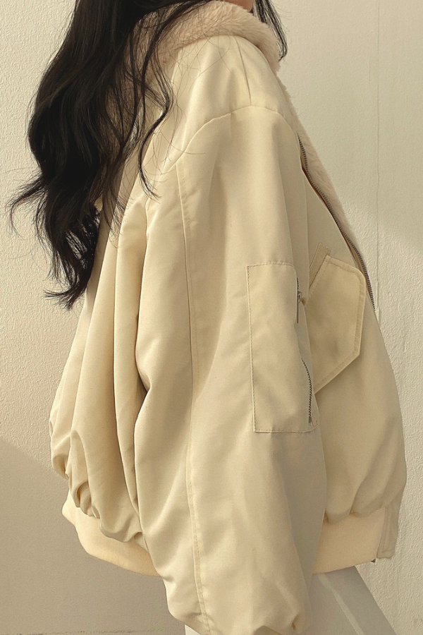 Oversized teddy coat with hood - reversible padded women's jacket