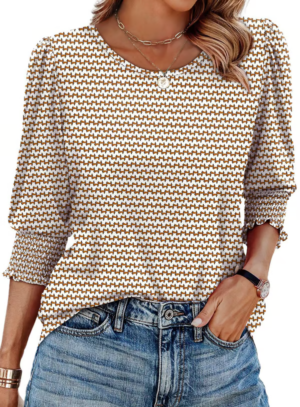 Printed Long Sleeve Blouse with Relaxed Everyday Fit