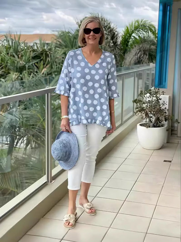 Polka Dot Tunic Top with Relaxed Flowy Fite