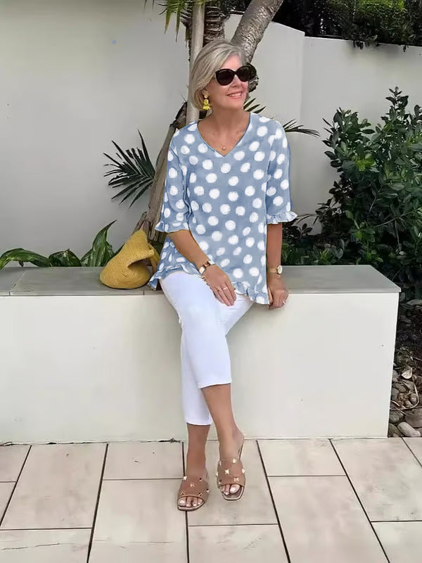Polka Dot Tunic Top with Relaxed Flowy Fite