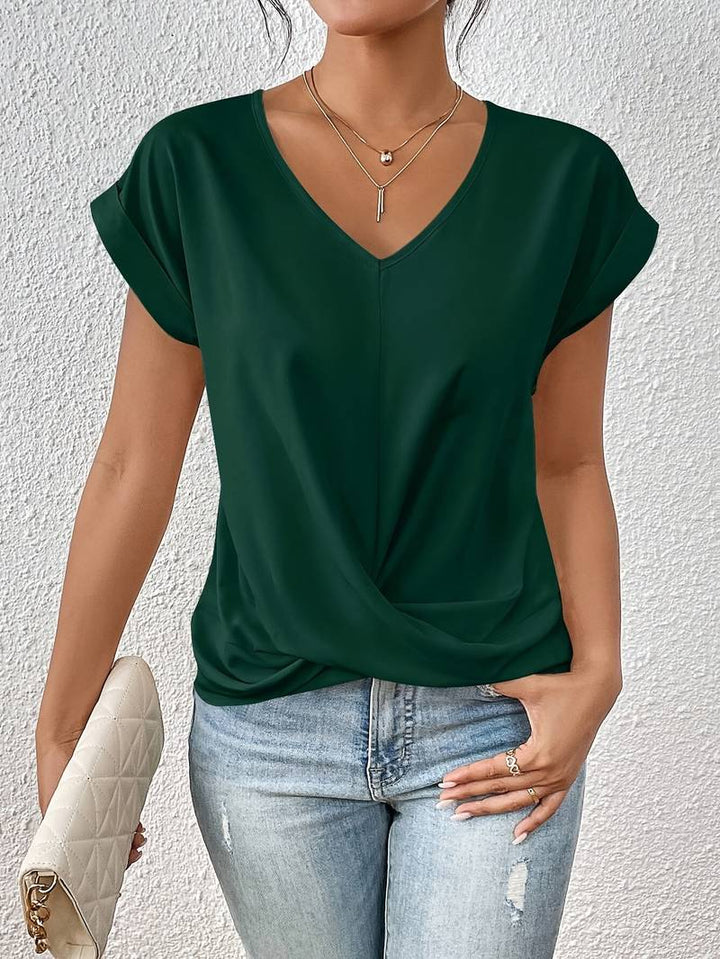 V-Neck Short Sleeve Top with Relaxed Everyday Fit