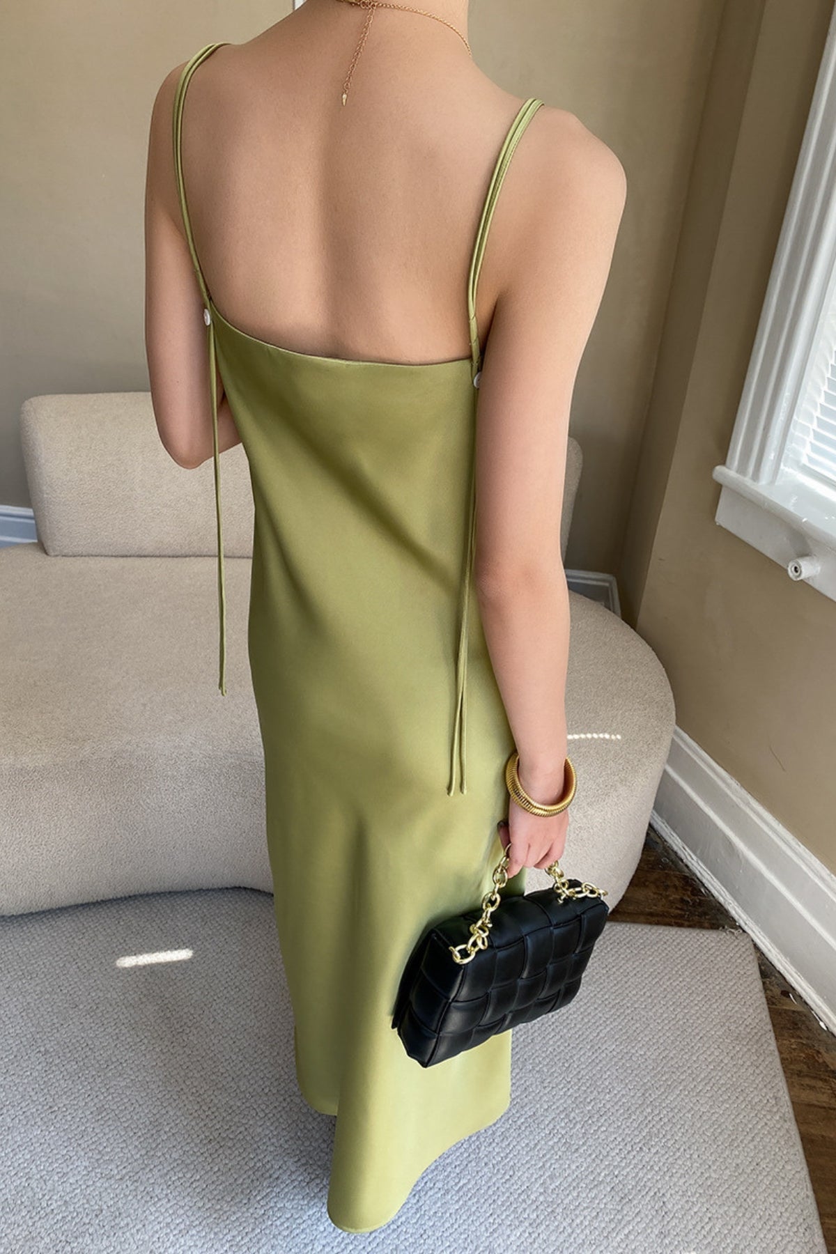 MV Satin Drape Suspender Dress