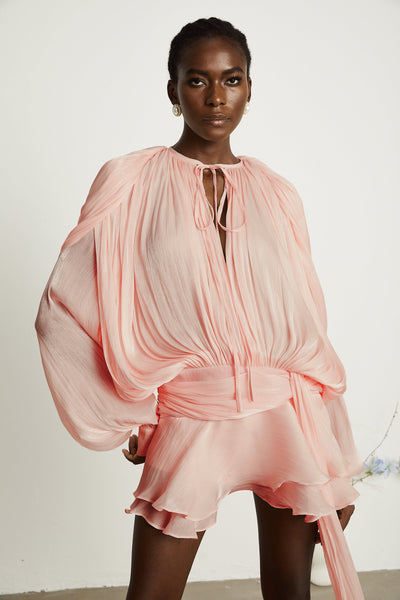 Eugénie Pink Fully Pleated Ruffled Mini Dress