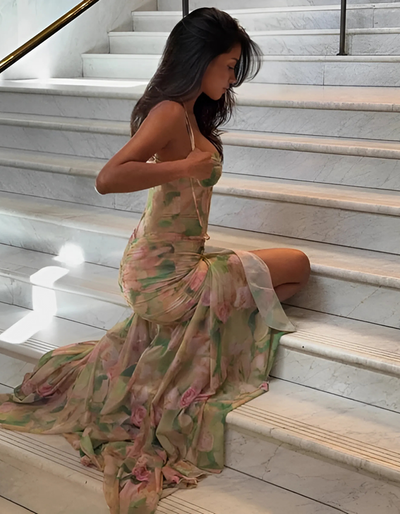 Fiorellina – Romantic floral print – Corset maxi dress