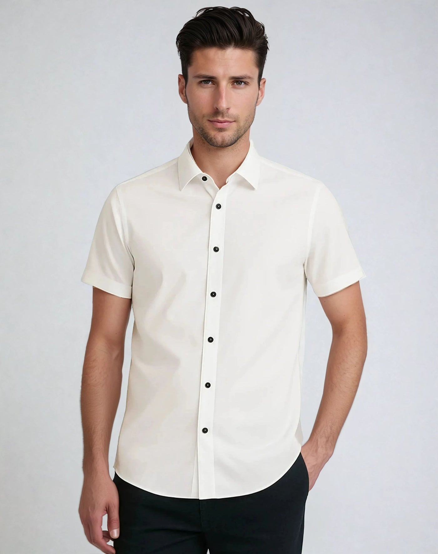 Polyester T-Shirt with Button Closure