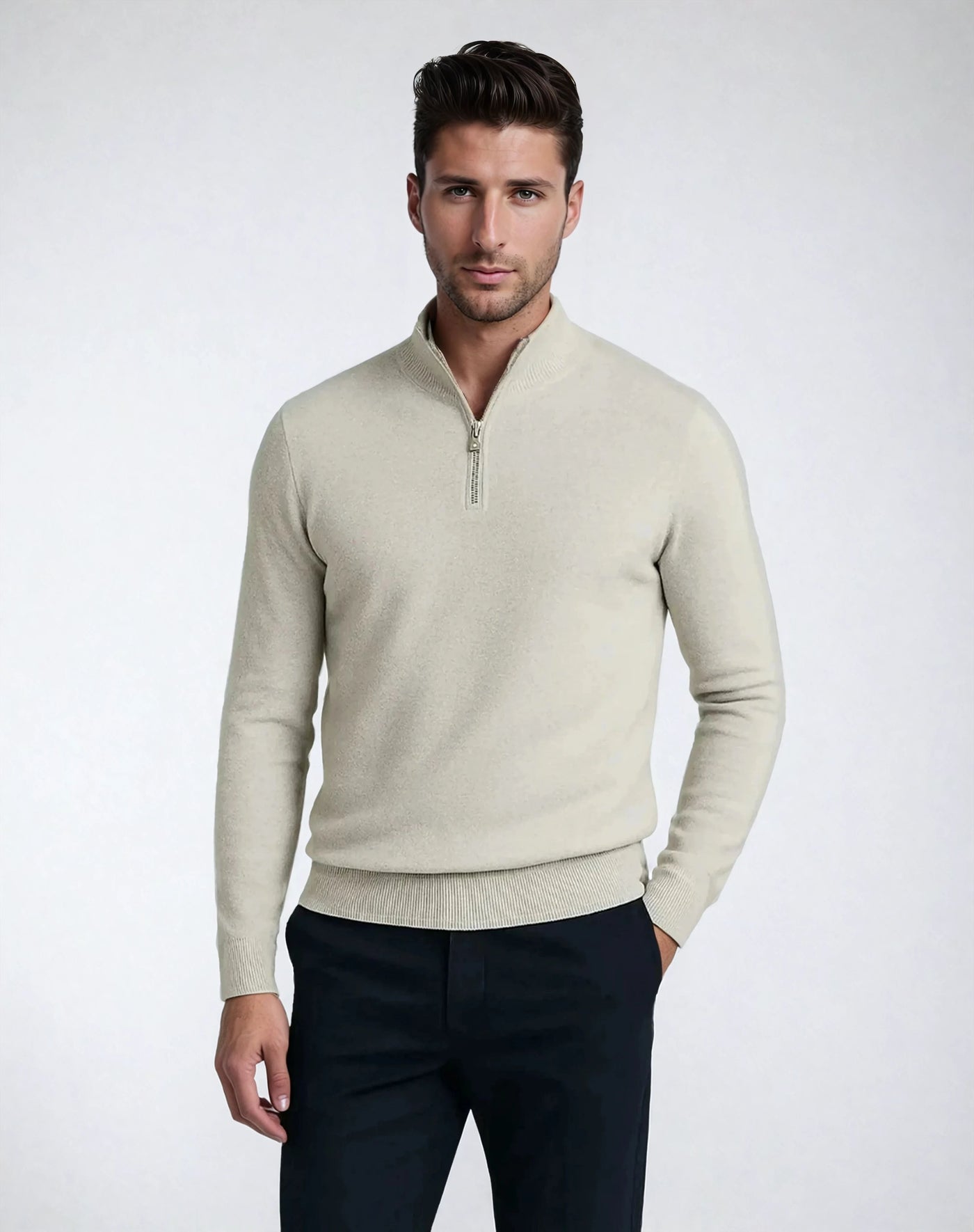 Fine-Knit Half-Zip Sweater – New Classic Edition