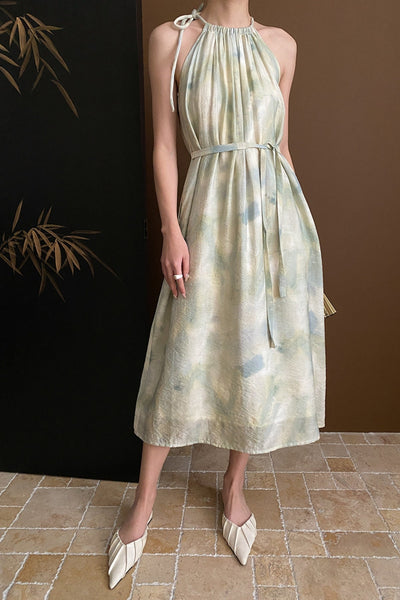 MV Oil Painting Halter Neck Dress